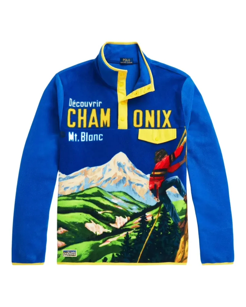 Ralph Lauren graphic-print fleece sweater - Blau Blau