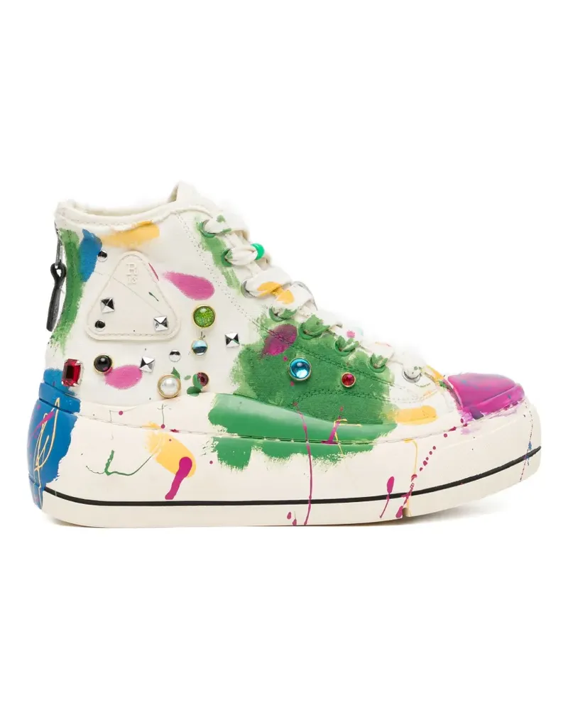R13 paint-splatter stud-embellished trainers - Nude Nude
