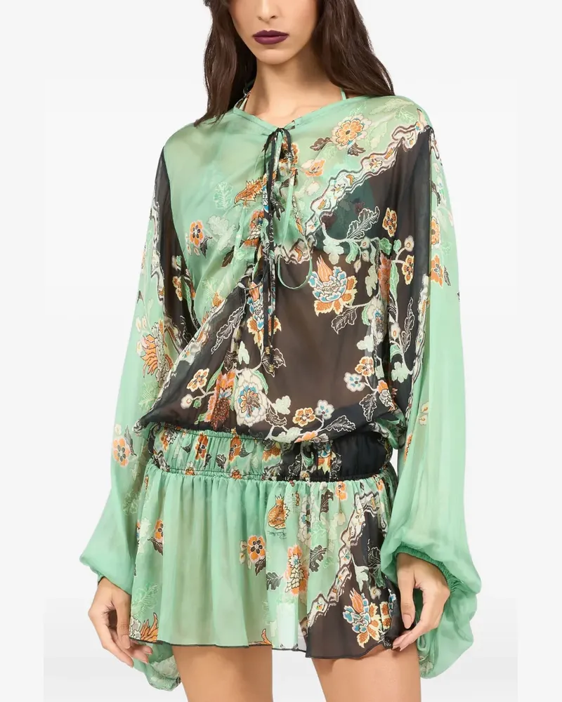 Roberto Cavalli floral-print mini dress - Grün Grün