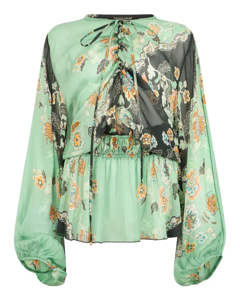 Roberto Cavalli Minikleid mit Blumenprint - Grün Grün