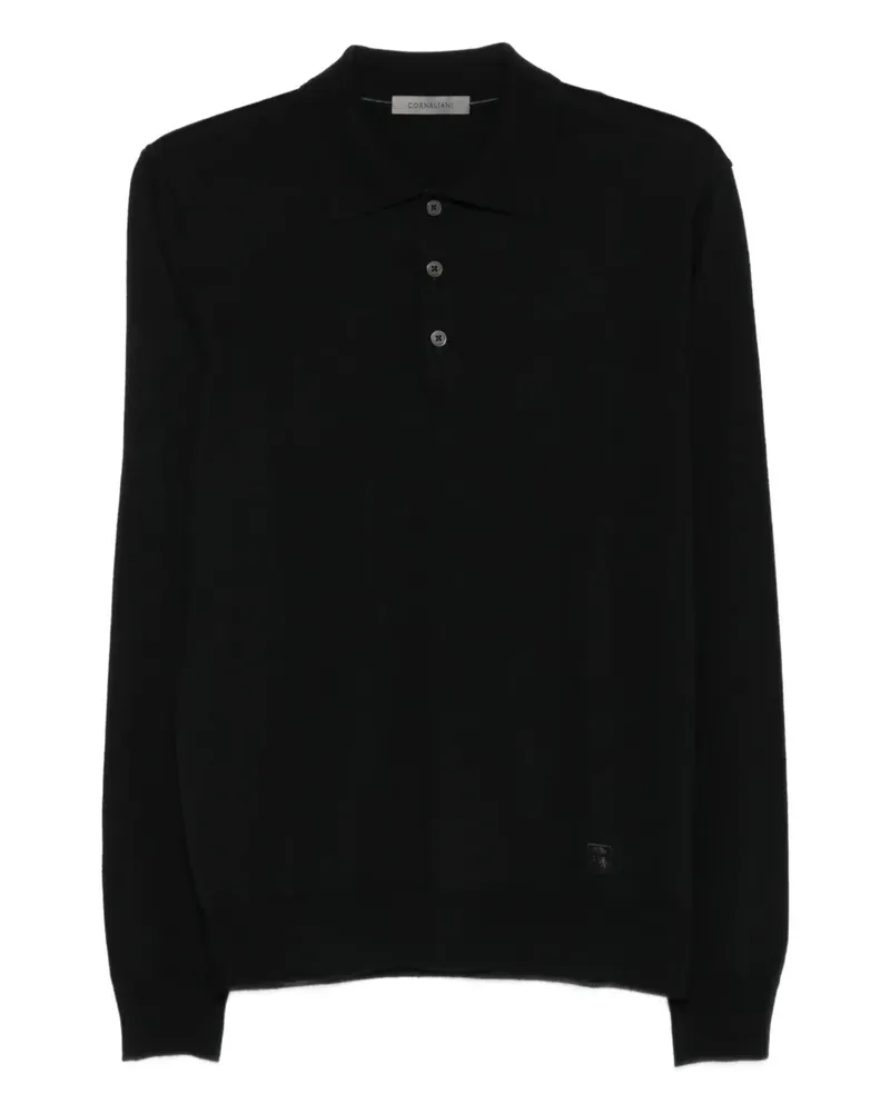 Corneliani Langärmeliges Poloshirt - Schwarz Schwarz