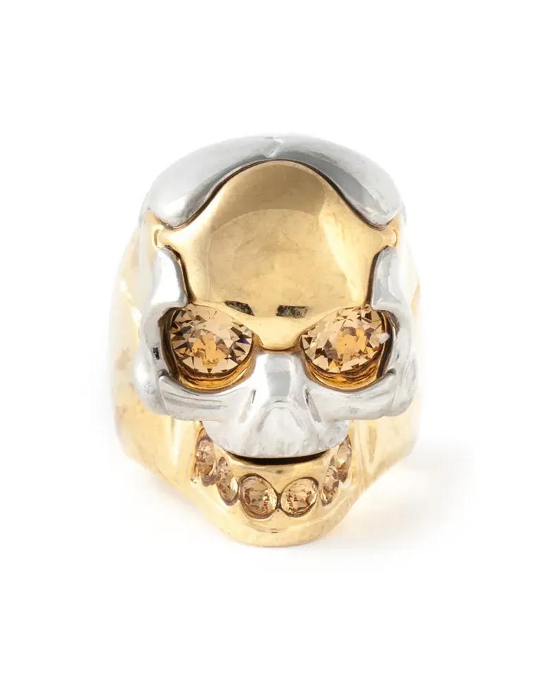 Alexander McQueen Kontrastierender Totenkopfring - Metallic Metallic