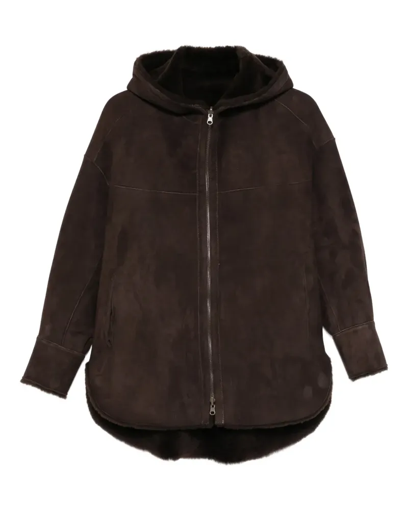 Salvatore Santoro hooded zip-fastening leather jacket - Braun Braun