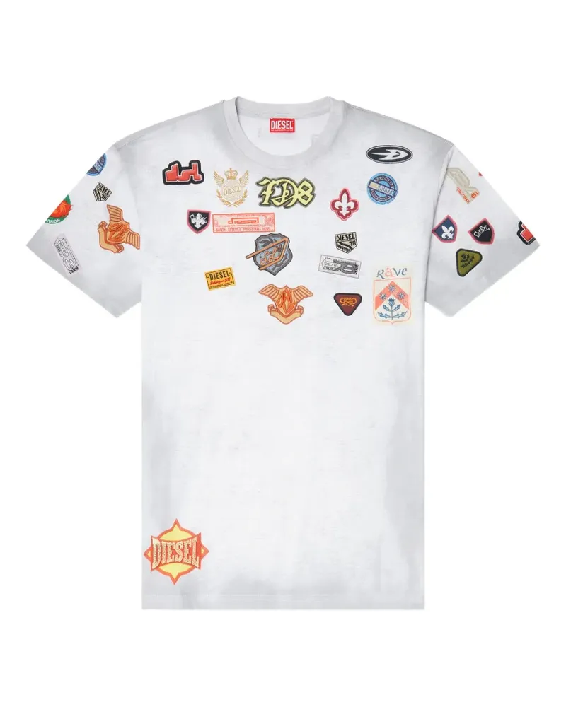 Diesel cotton T-shirt with all-over patches print - Weiß Weiß