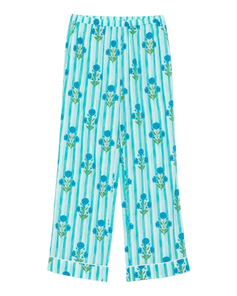 MC2 Saint Barth Inessa floral-print striped trousers - Blau Blau
