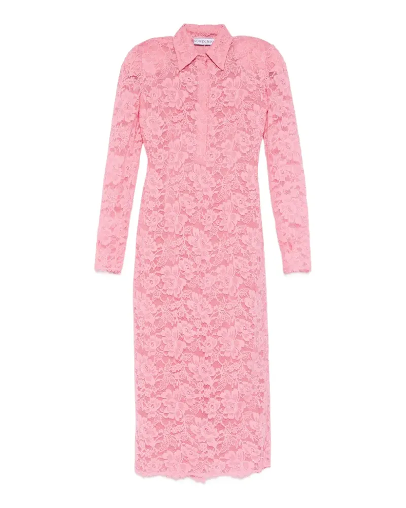 Rowen Rose floral-lace polo-collar dress - Rosa Rosa