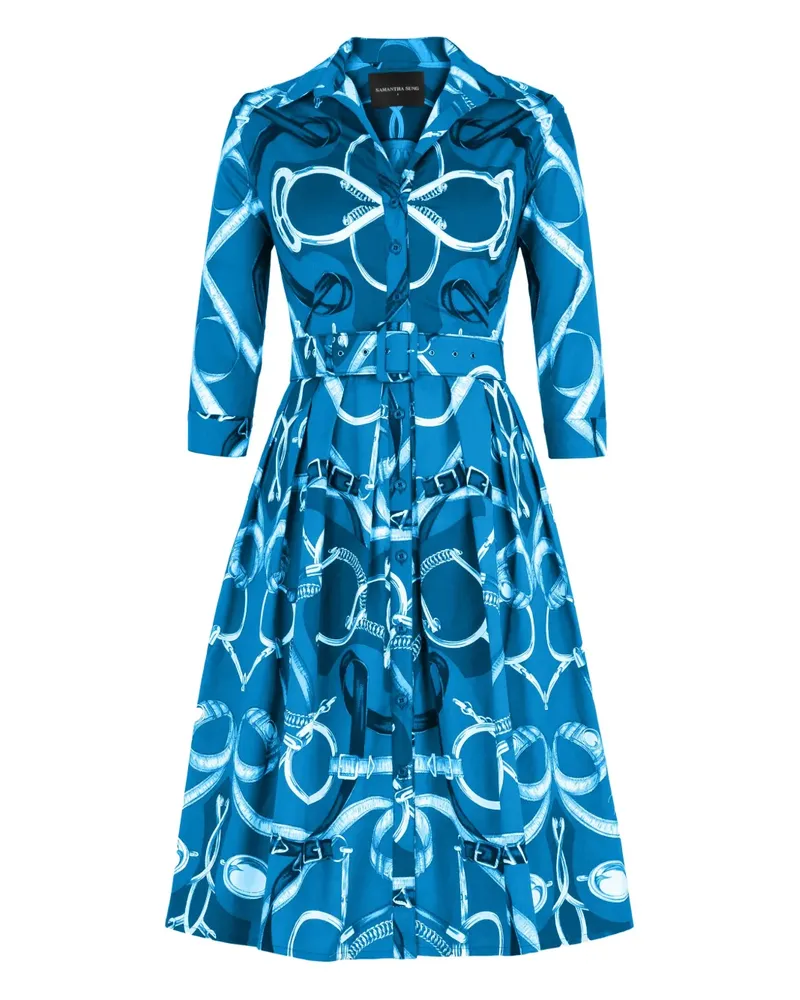 Samantha Sung Audrey Kleid mit Gürtel - Blau Blau