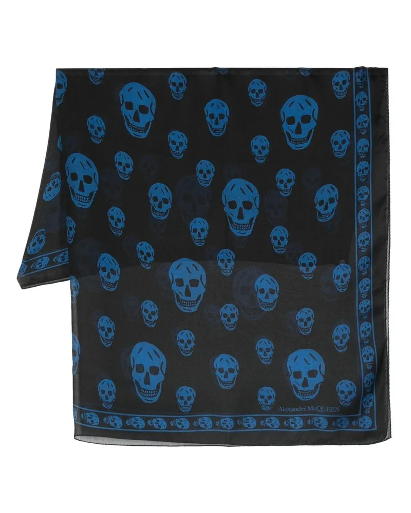 Alexander McQueen Seidenschal mit Totenkopf-Print Schwarz