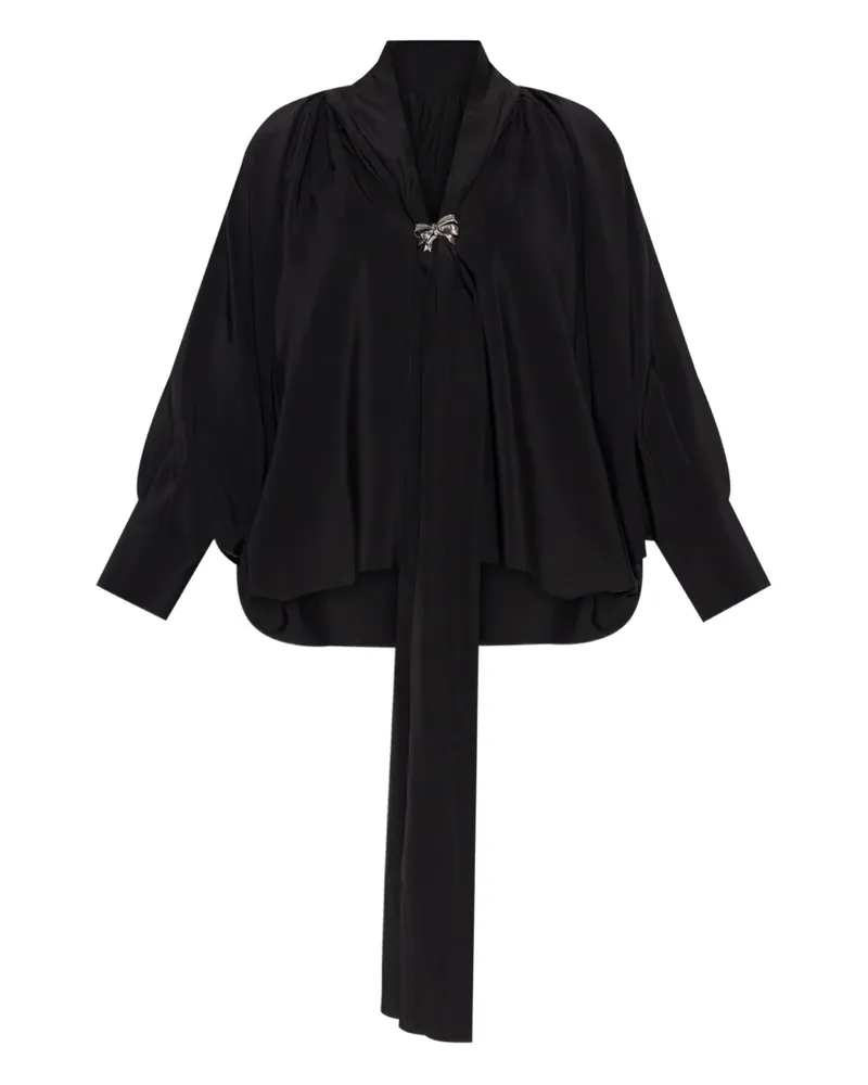 Max Mara Bluse mit Schnürung - Schwarz Schwarz
