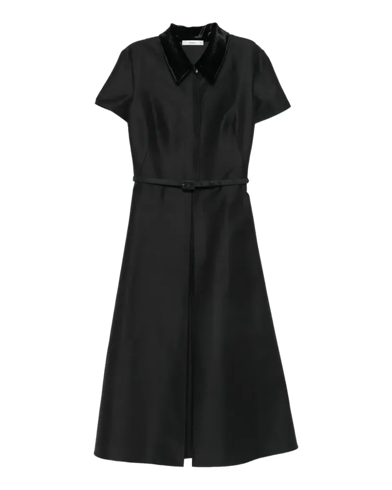 Fendi velvet-collar belted midi dress - Schwarz Schwarz