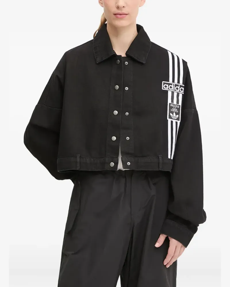 adidas Jeansjacke mit drei Streifen - Schwarz Schwarz