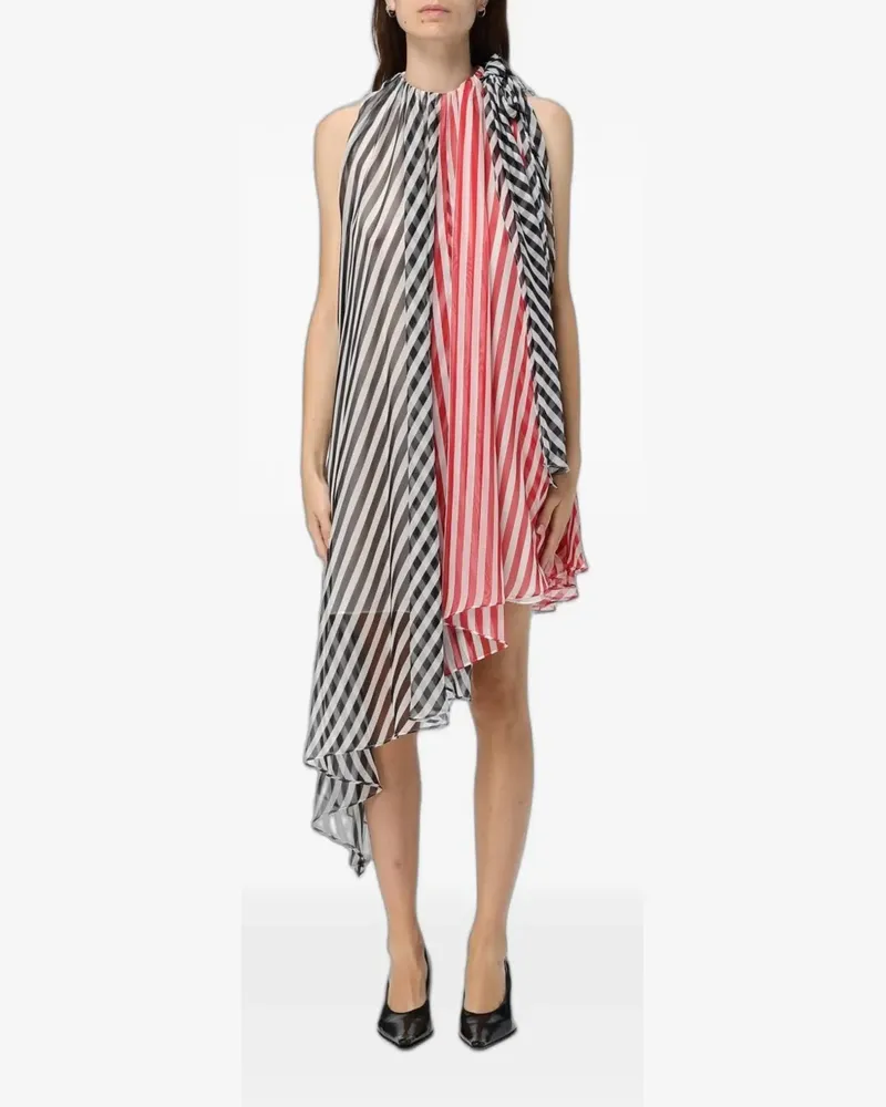 MSGM asymmetric striped dress - Weiß Weiß