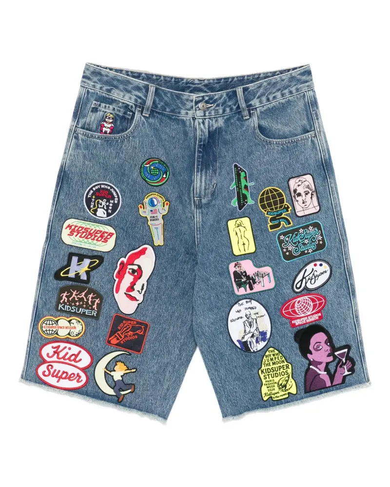 KidSuper logo-patch shorts - Blau Blau