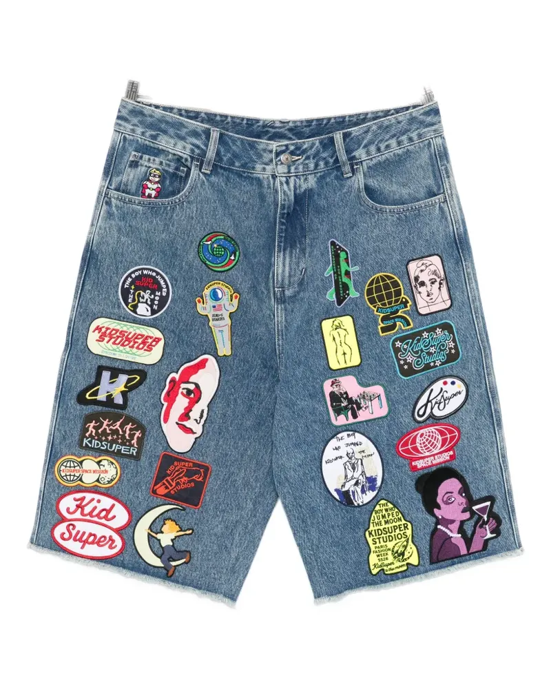KidSuper logo-patch shorts - Blau Blau