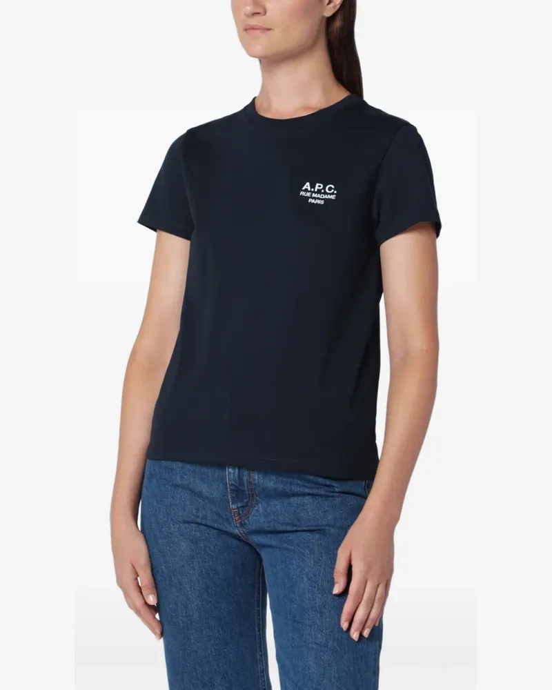 A.P.C. Rue Madame logo-embroidered T-shirt - Blau Blau