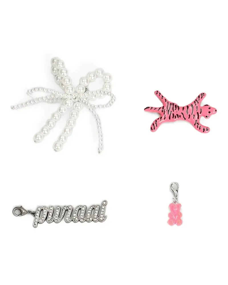 Puraai faux-pearl tiger-motif bag charms - Rosa Rosa