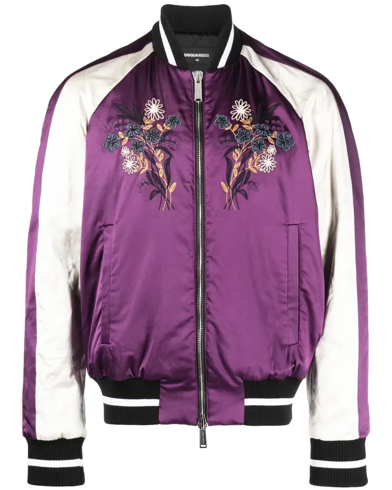 Dsquared2 Bomberjacke mit Blumenstickerei - Violett Violett
