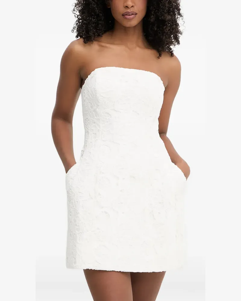 Bardot Schulterfreies Karoline Minikleid mit Spitze-Overlay - Weiß Weiß