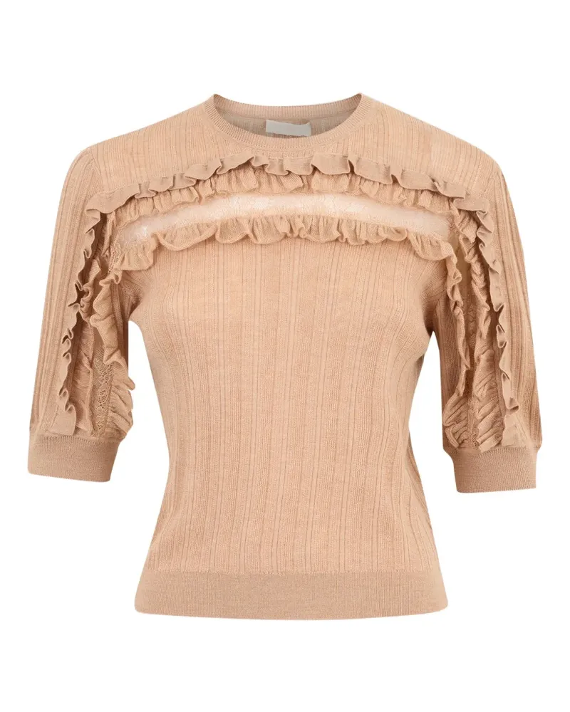 Ulla Johnson Salima Bluse mit Rüschenbesatz - Braun Braun