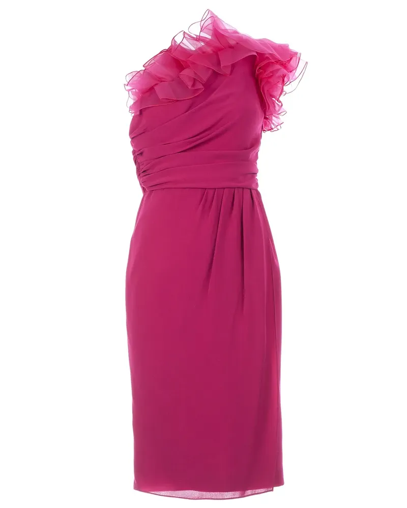 Giambattista Valli one shoulder ruffle dress - Rosa Rosa