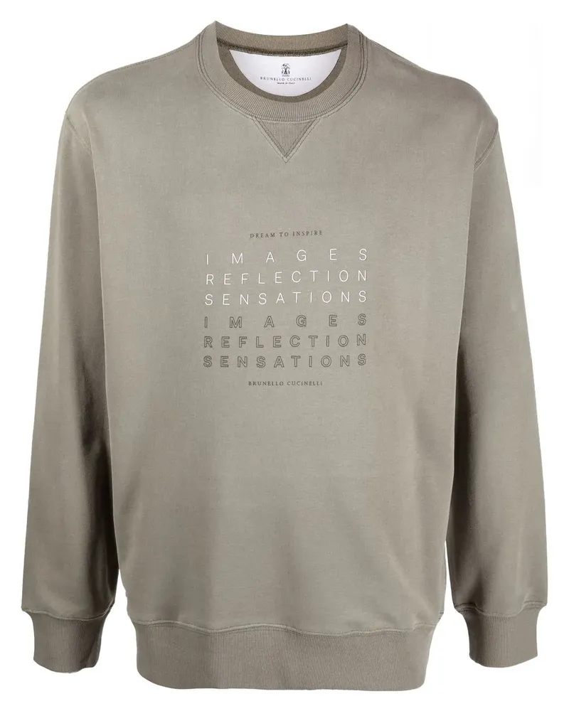 Brunello Cucinelli Sweatshirt mit Logo-Print - Grün Grün