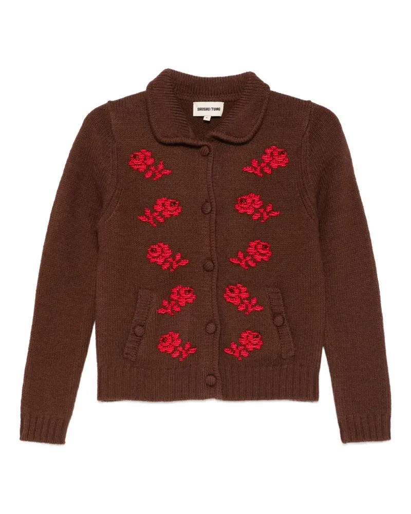 SHUSHU/TONG floral-embroidered cardigan - Braun Braun