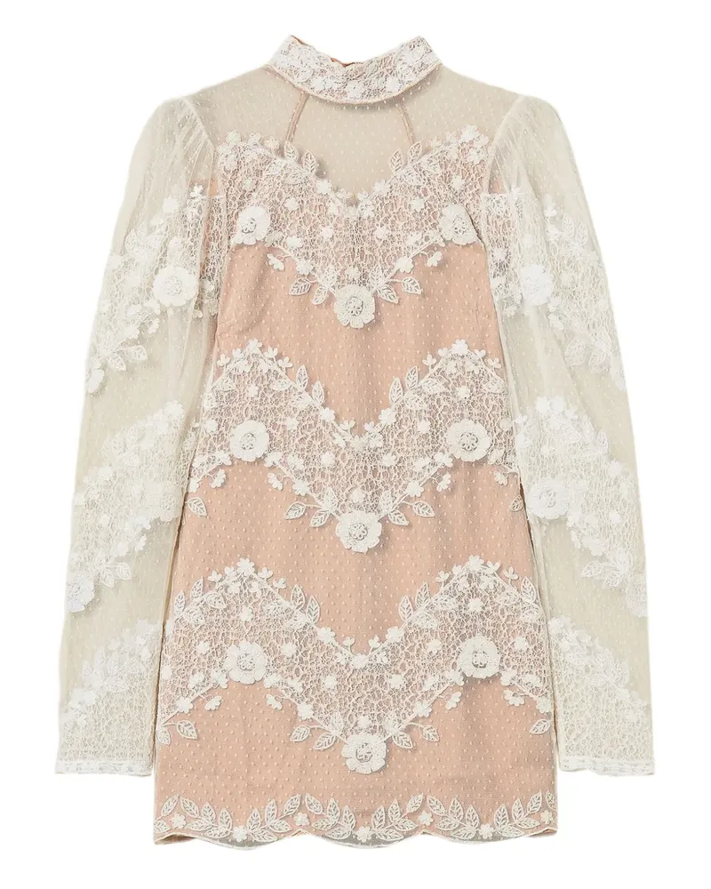 Twin-Set Minikleid mit Blumenmuster - Weiß Weiß