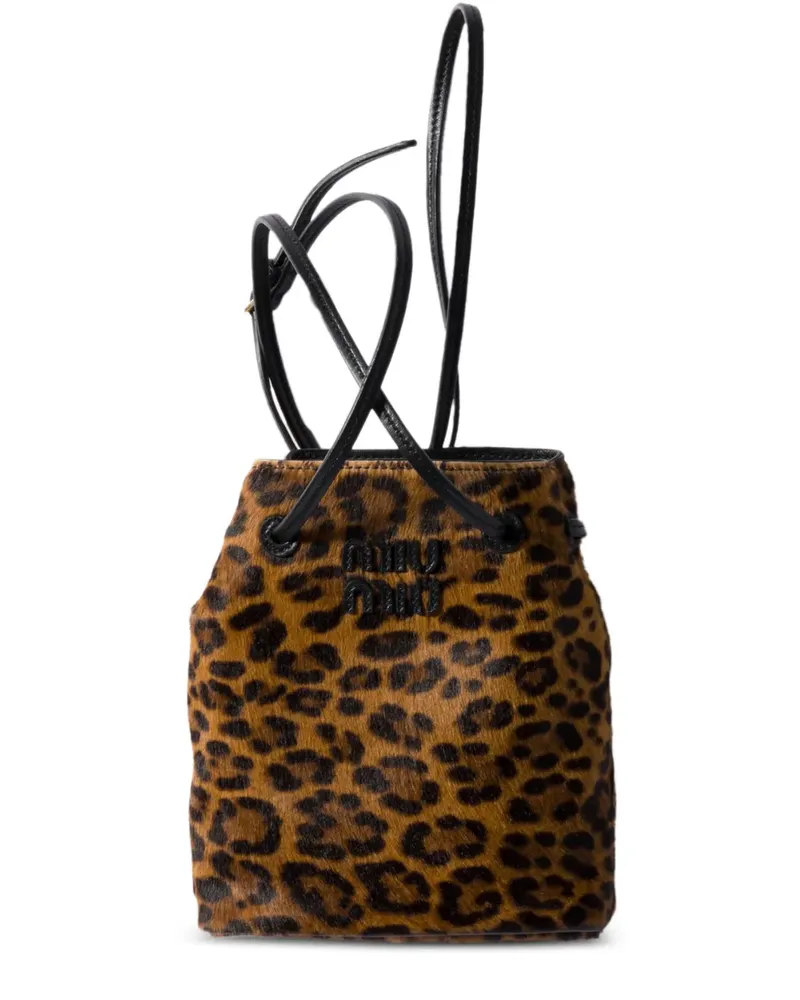 Miu Miu Umhängetasche mit Leoparden-Print - Braun Braun