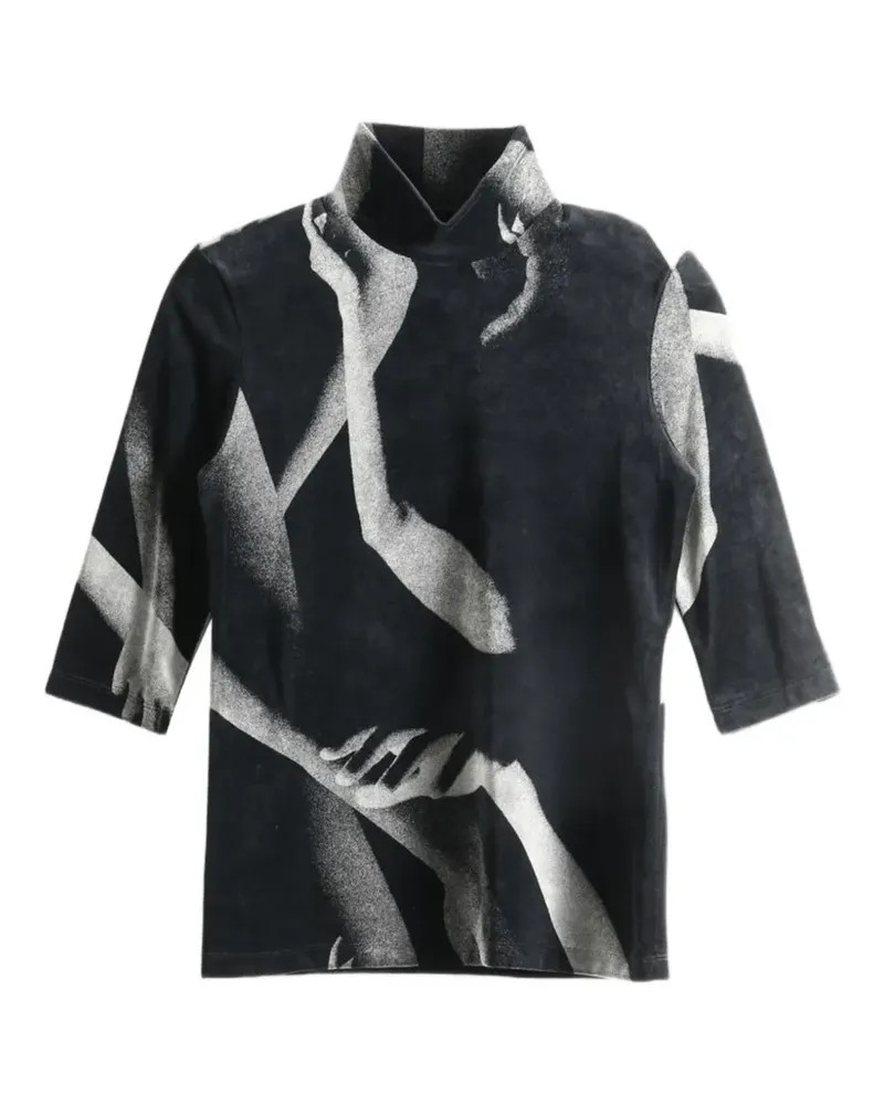 Issey Miyake Oberteil mit grafischem Print - Schwarz Schwarz