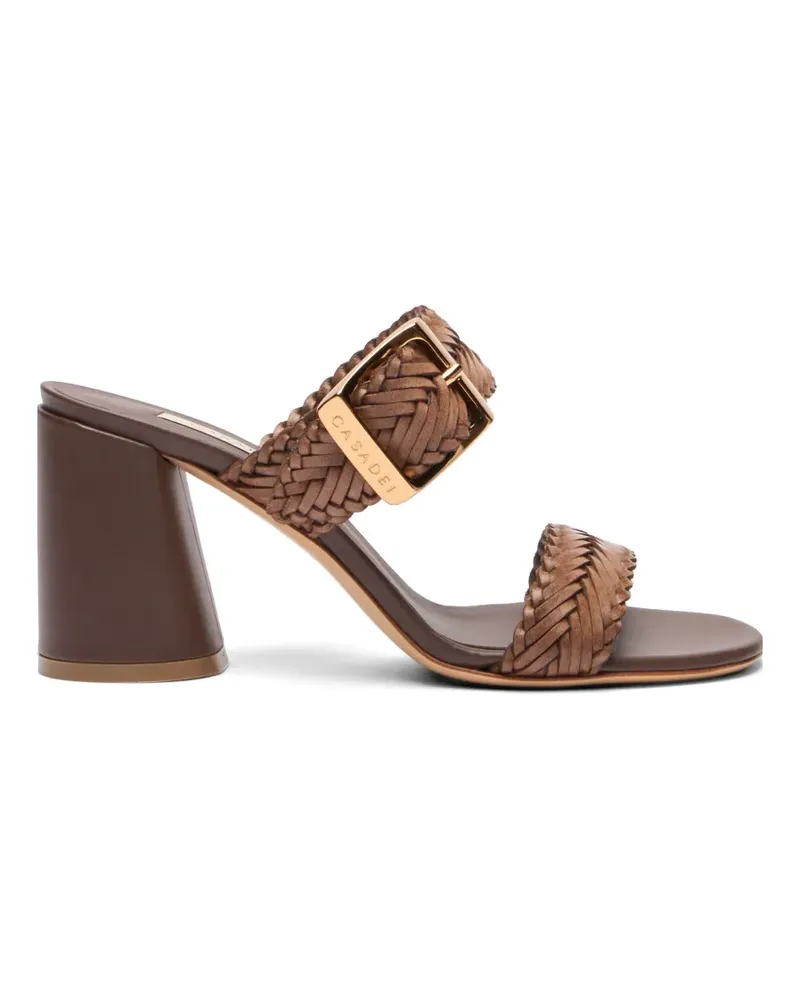 Casadei Kenya buckle-embellished woven sandals - Braun Braun