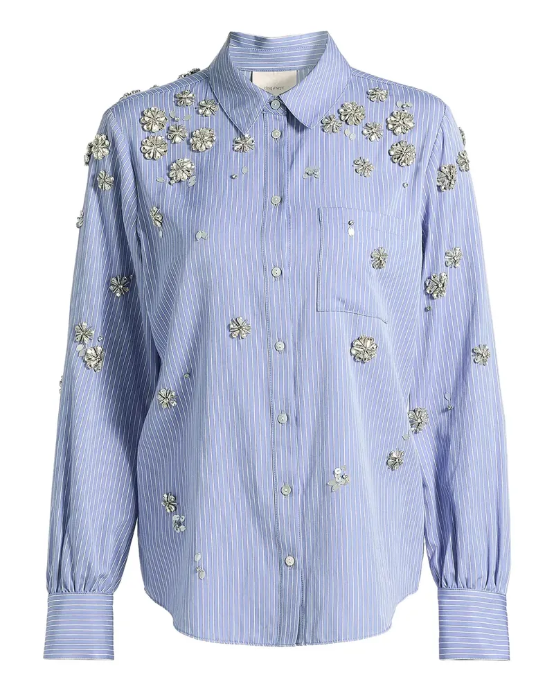 Cinq à Sept Gestreiftes Lola Hemd mit Blumendetail - Blau Blau