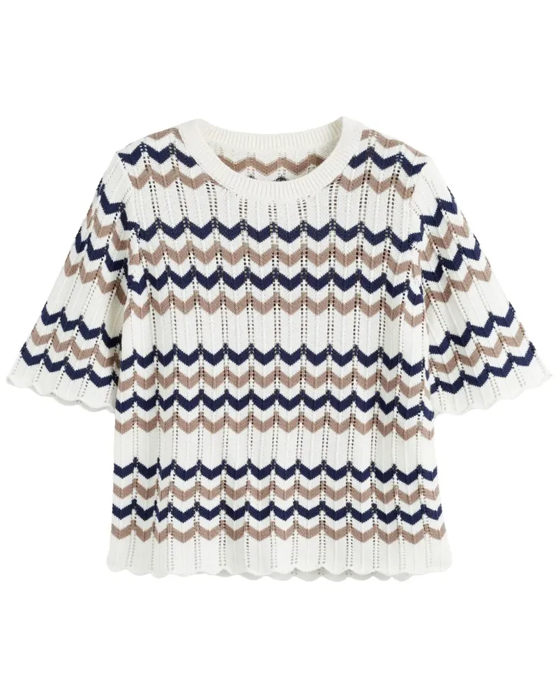 Chinti & Parker Top mit Zickzackmuster - Weiß Weiß