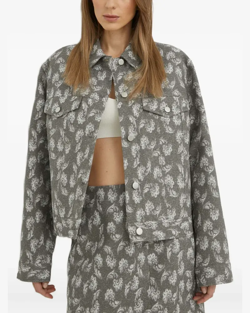 Samsøe & Samsøe Geknöpfte Jacke mit Blumen - Grau Grau