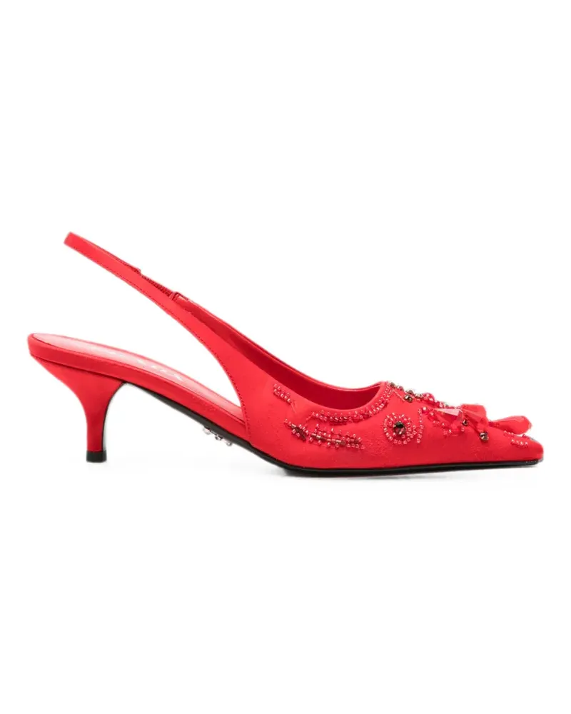 Prada Perlenverzierte Slingback-Pumps - Rot Rot