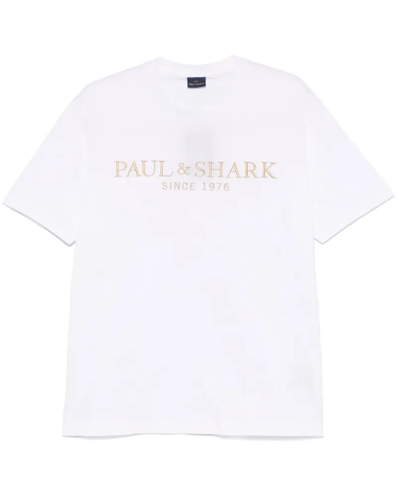 Paul & Shark T-Shirt mit Logo-Stickerei - Weiß Weiß