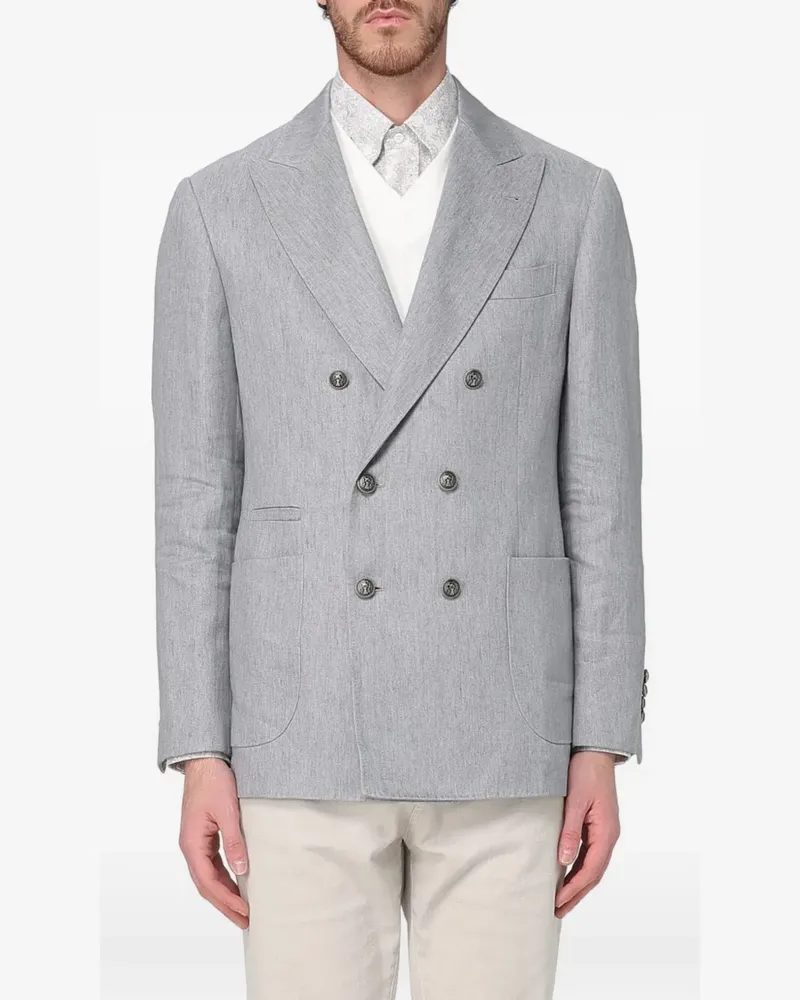 Brunello Cucinelli double-breasted linen blazer - Grau Grau