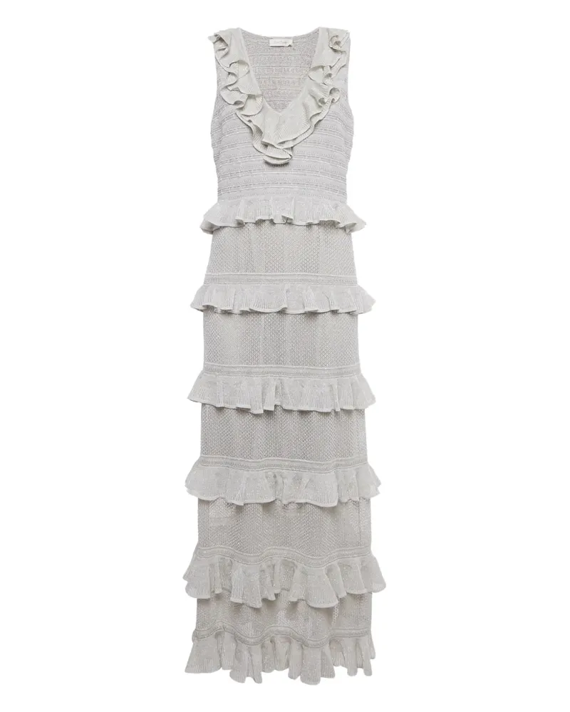 Zimmermann frilled tiered midi dress - Silber Silber