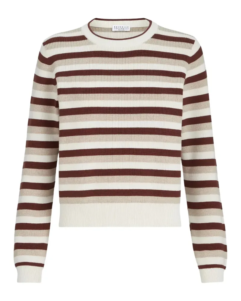 Brunello Cucinelli Gerippter Strickpullover - Weiß Weiß