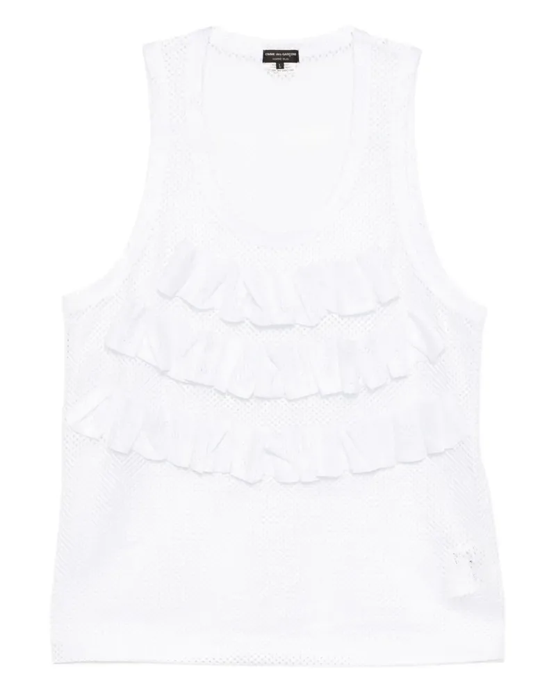 Comme des Garçons Gerüschte Mesh-Weste - Weiß Weiß
