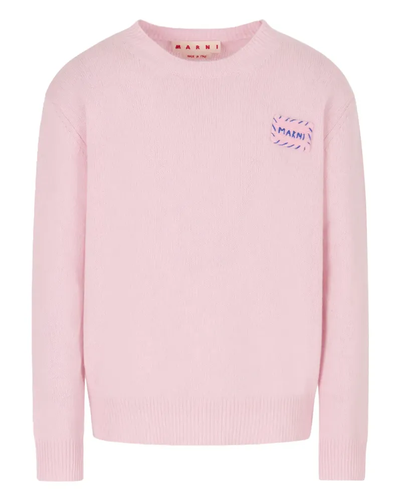 Marni logo-patch crew-neck sweatshirt - Rosa Rosa
