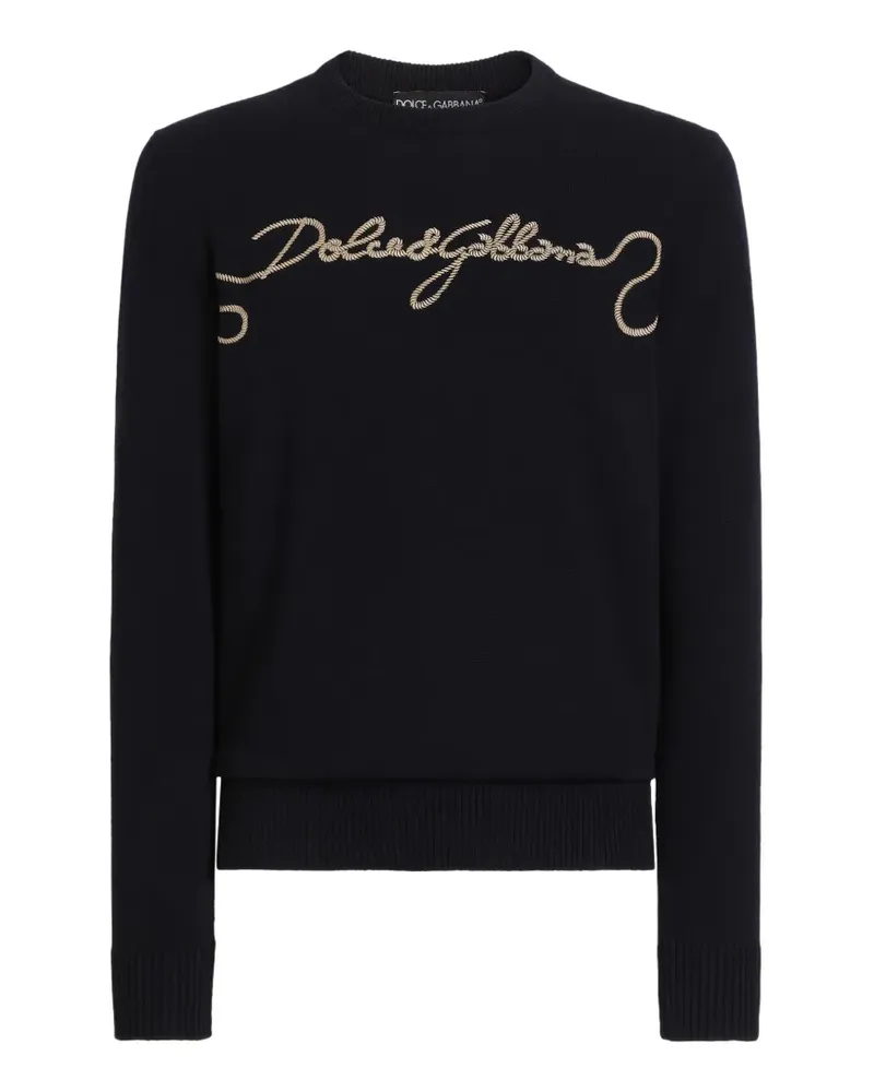 Dolce & Gabbana Glattstrickpullover mit Stickerei - Blau Blau