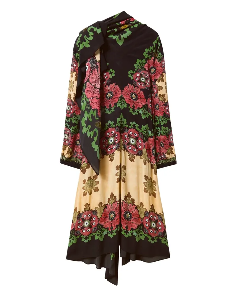 La DoubleJ Asymmetrisches Karis Kleid mit Blumen-Print - Schwarz Schwarz