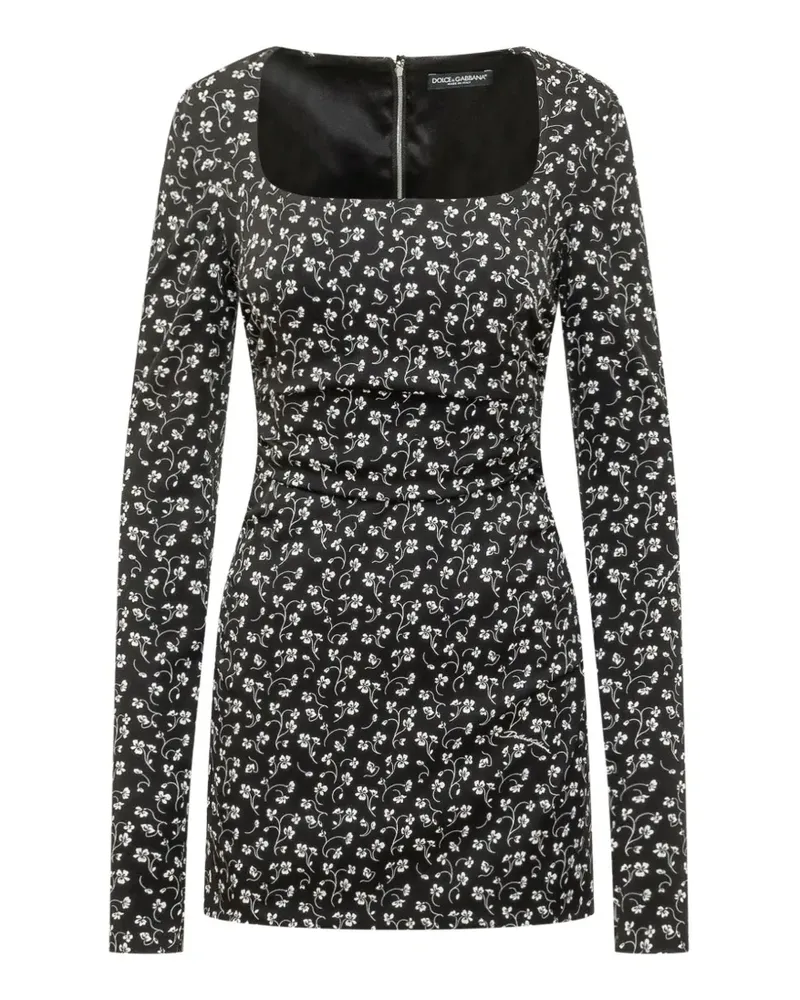 Dolce & Gabbana Minikleid mit Blumenprint - Schwarz Schwarz