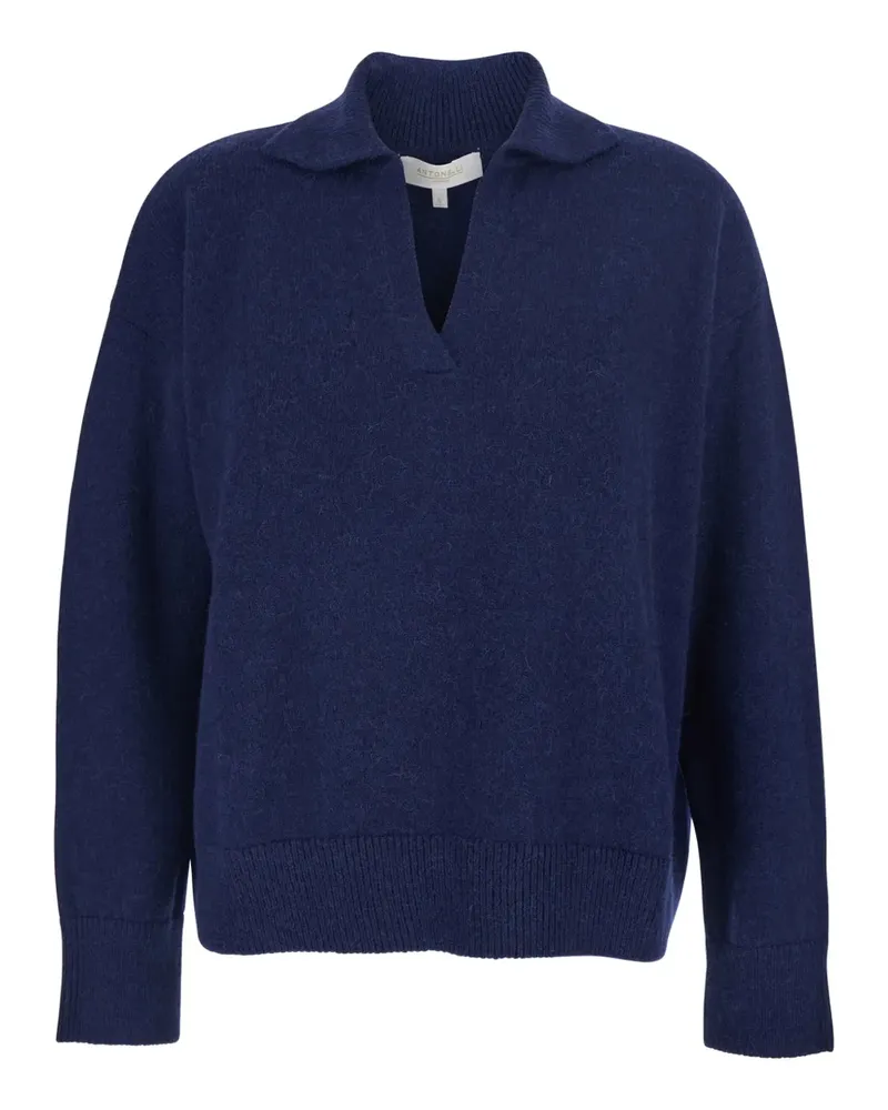 Antonelli Firenze Gerippter Pullover mit V-Ausschnitt - Blau Blau