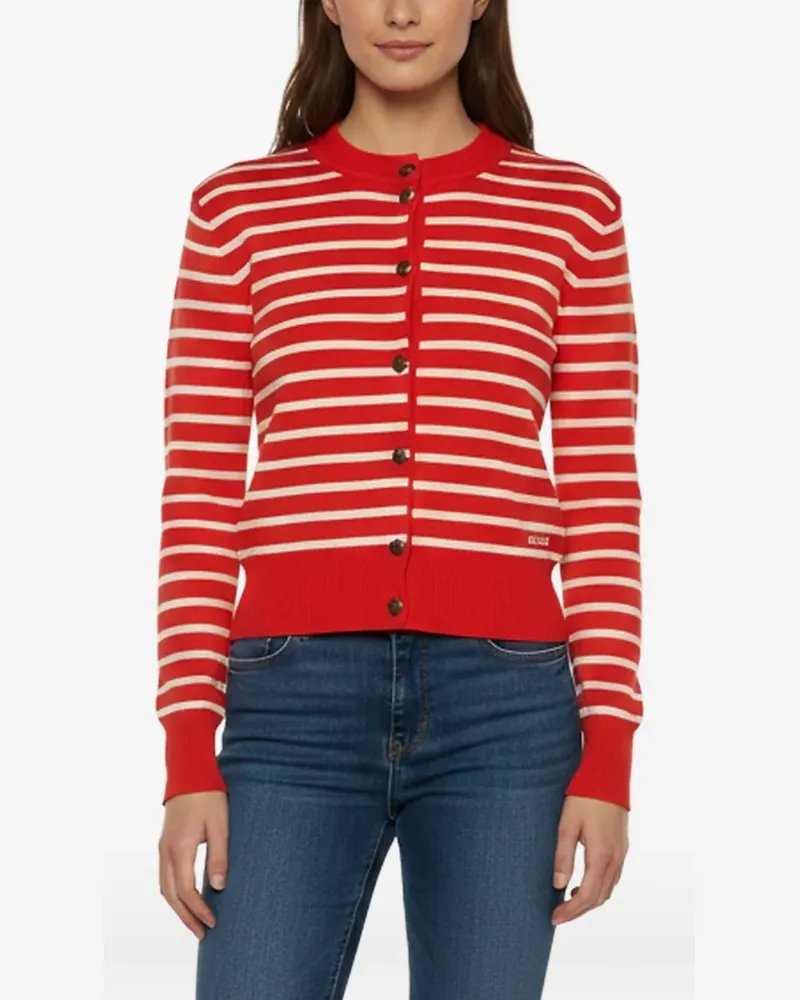 AMI Paris Gestreifter Cropped-Cardigan - Rot Rot