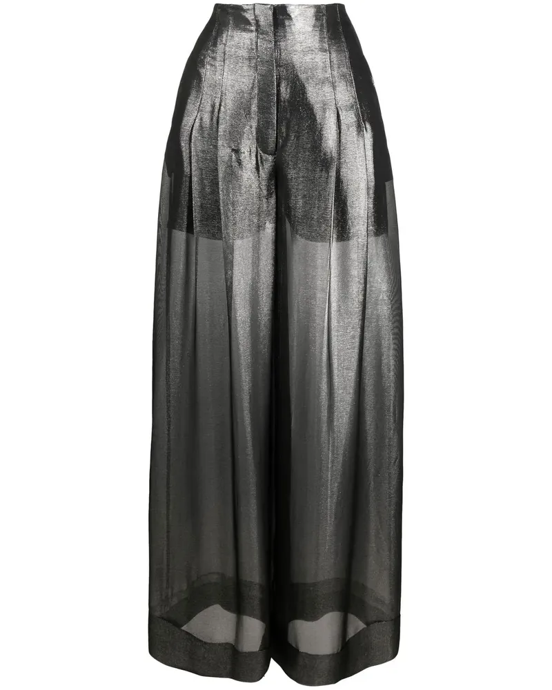 Alberta Ferretti Taillenhose mit weitem Bein - Silber Silber