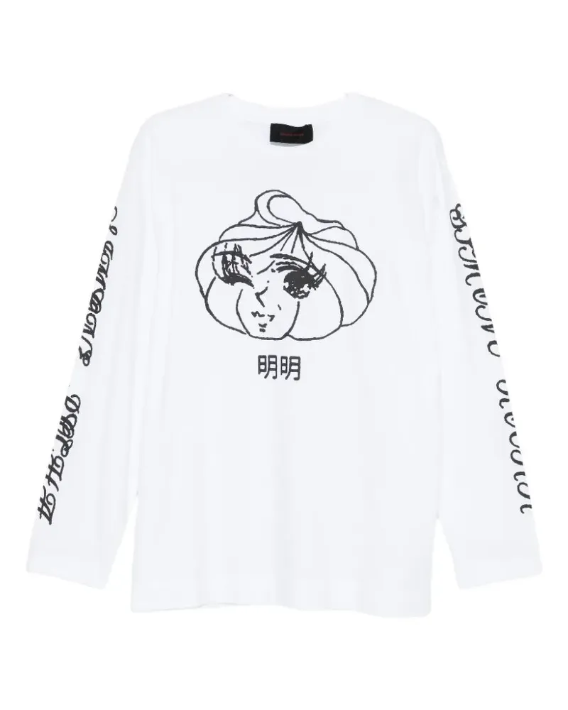 Simone Rocha Dim Sum graphic-print long-sleeve T-shirt - Weiß Weiß