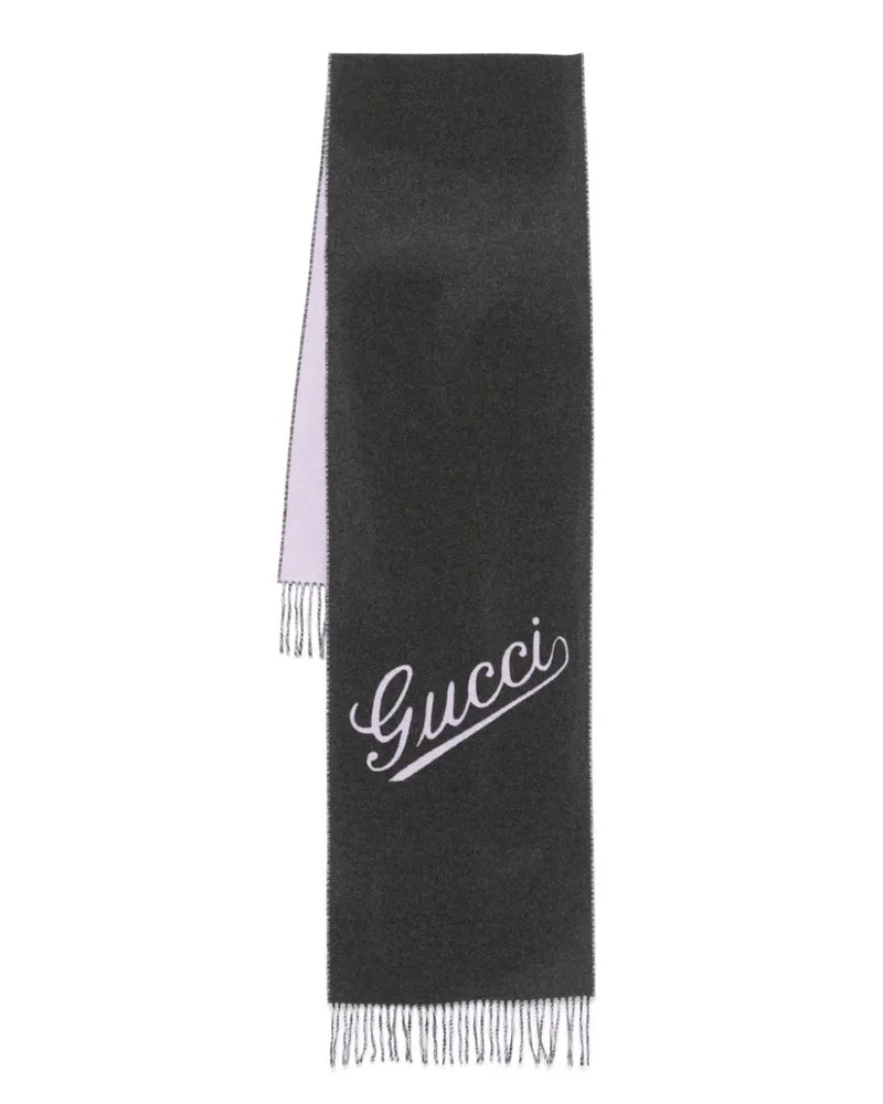 Gucci Schal mit Intarsien-Logo - Grau Grau
