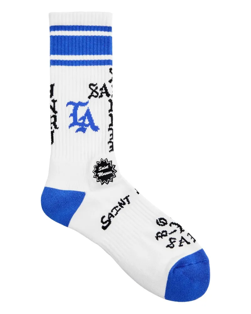 SAINT MXXXXXX Gestreifte Born N Raised Socken - Weiß Weiß