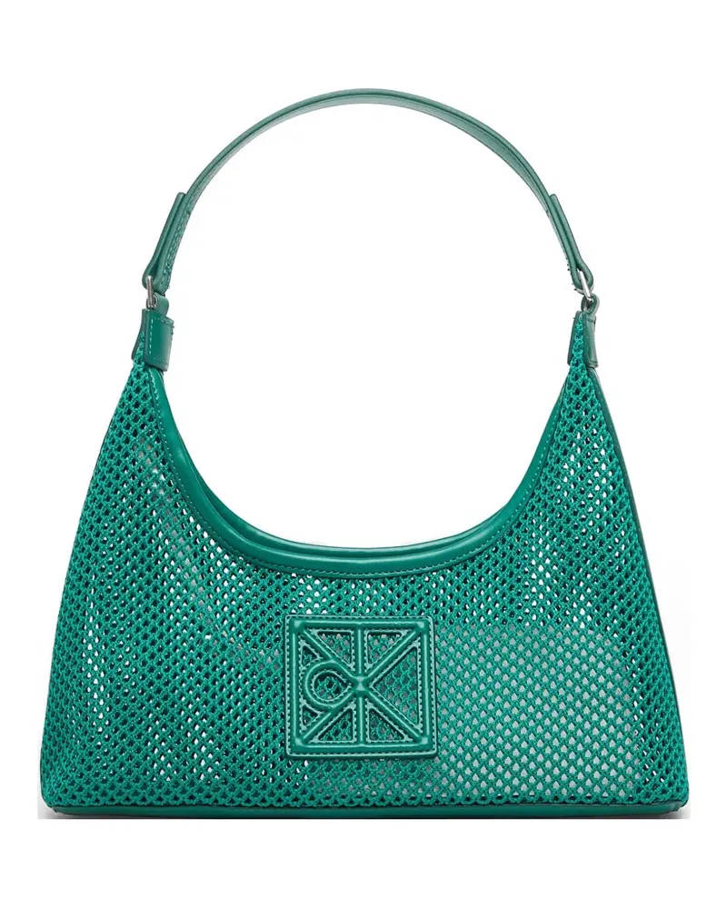 Calvin Klein mesh logo-patch shoulder bag - Grün Grün